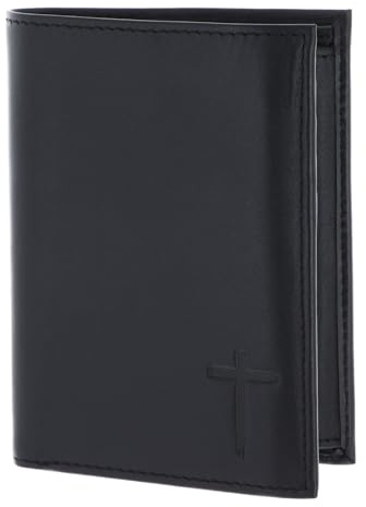 Oxmox Leder Geldbörse Leather RFID Protect Kombibörse Freedom Cross Embossed Black schwarz