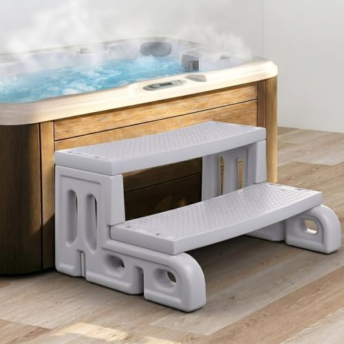 ROMIVO Marchepied pour Spa 2 Marches Antidérapantes, 180 kg, 72×53×36 cm