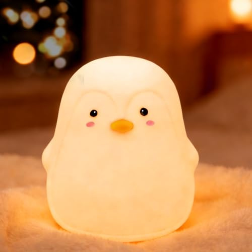 TaimeiMao Pinguin Nachtlicht Silikon Kinder, Nachttischlampe Touch mit Timer und Dimmbar, Nachtlampe Aufladbar, Nachtlichter & Schlummerleuchten, Tier Lampe als Pinguin Geschenk