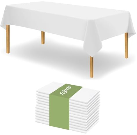 10 Pack Tischdecke Tischtuch Rechteckig Tischdecken Kunststoff Tischdecken Wasserdicht Geburtstag 137 x 274 cm Biertisch Tischdecke für Party Hochzeit Feste