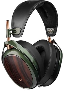 MEZE Audio Strada | Auriculares dinámicos con cable para audiófilos | Auriculares dinámicos de madera de ébano Macassar | Almohadillas magnéticas desmontables | 2 cables OFC trenzados incluidos