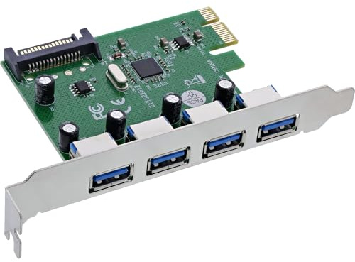 InLine PCIe USB Karte mit 4 Ports, USB-A 3.2 Gen. 1, SATA Power, Hot-Plug, schnelle Datenübertragung bis 5 Gb/s, 76666M
