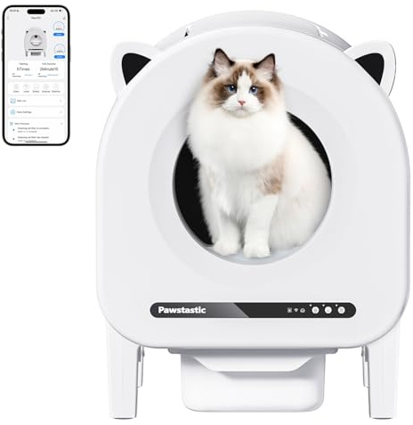 Selbstreinigende Katzentoilette, 68L Extra Große Automatische Katzentoilette für Mehrere Katzen, Mit Sicherheitsschutz, APP-Steuerung, 2 Rollen Müllbeutel
