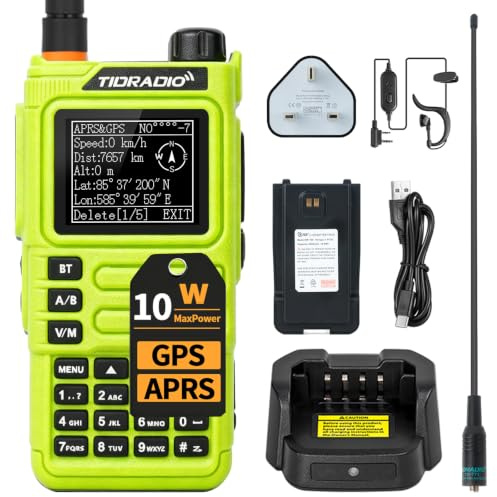 TIDRADIO TD-H9 Ham Radio Walkie Talkies 10Watt, GPS/APRS, Spectrum Analysis | Bluetooth Connectivity, SMS, Web Upgrade, AM/FM, NOAA, USB-C Charing Long Range Two Way Radio - Green