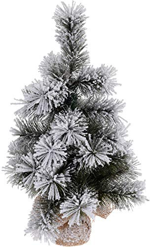 Mini Weihnachtsbaum mit Schnee - Kleiner Bonsai Deko Christbaum verschneiter Tannenbaum 45 cm