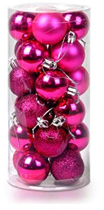 Ectkuee Ø 4 cm / 24pcs Stücke Weihnachtskugeln Set Deko Bunt glänzend Weihnachtsbaum Schmuck Anhänger Weihnachten Neujahr Rose