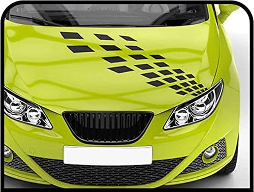 GRAFIC Selbstklebende Aufkleber Motorhaube Streifen Zielflagge für Auto Dekoration Aufkleber klebrigen Bänder Haube Fronthaube Motorhaube Streifen Sportwagen-Tuning (SCHWARZ)
