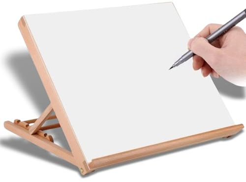 Semme Holz Zeichenbrett, Multifunktional A2 verstellbar für Schreibtisch Zeichnung, Tisch Staffelei, Kunstbedarf, Studenten, Kinder