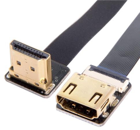 chenyang CYFPV HDMI mâle vers femelle FPC câble d'extension plat pour caméra HDTV Multicopter photographie aérienne coudé à 90 degrés 20CM