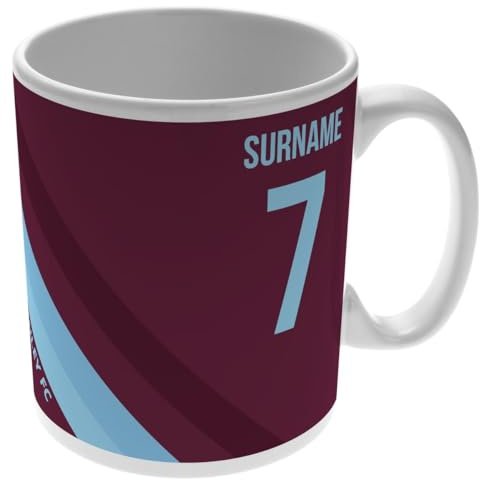 BURNLEY Personalised Colour Stripe 11oz Mug Fans, Great for Clarets Football Supporters