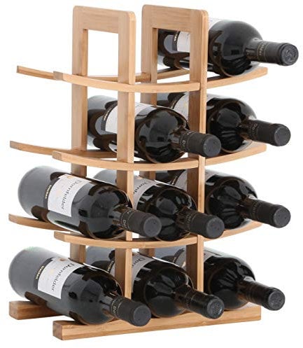Gräfenstayn® 30551 cremagliera del vino PORTO - impilabile in legno di bambù per 12 bottiglie di vino - Dimensioni 30x16x42 cm (LxWxH) gabbie per bottiglie di vino caso del vino