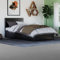 Vida Designs Lisbon Single Bed, 3Ft Ottoman Bed Frame Upholstered Faux Leather Headboard Low Foot End Bedroom Furniture, Black (UKFR Certified)