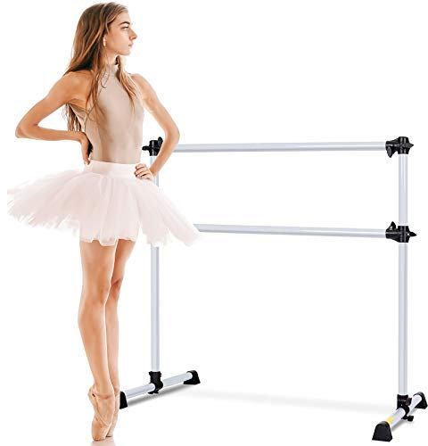 GOPLUS Ballettstange, Ballet-Bar, Stretchstange, höhenverstellbar, für Kinder und Erwachsene, 120 x 118 x 71cm, Farbwahl (Silbrig)