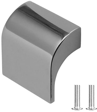 Decoranddecor Amory Curved Square Knob Pull Handle for Cupboard Cabinet - Zinc 32mm Hole Centre (Polished Nickel Black, 1 Pack)