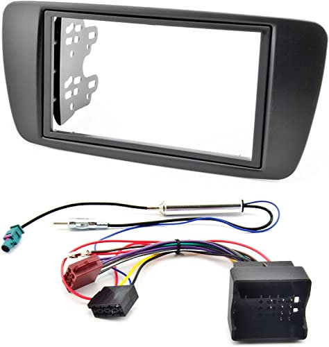 sound-way Kit Montaje Radio de Coche, Marco 2 DIN, Adaptador Antena, Cable Conector ISO, Compatible con Seat Ibiza 2008-2015
