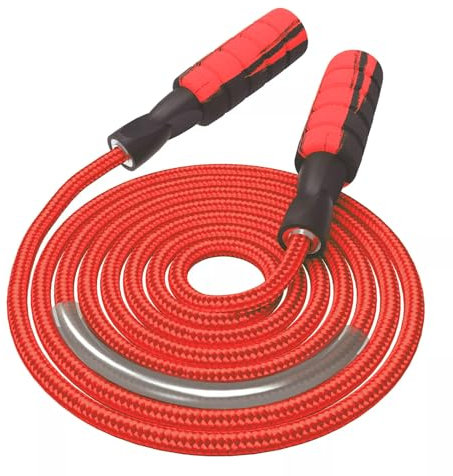 FITMYFAVO Springseil aus Baumwolle, verstellbar, gewichtetes Springseil für Damen, Erwachsene und Kinder, sportliche Fitness, Training, Springseil (rot) (rot 1)