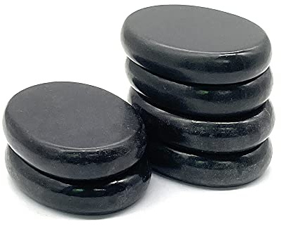 Hot Stones for Massage, 6 Pcs Hot Basalt Stone Massage Hot Rock Stones Set (2.36x3.15in), Heat Stones for Professional or Home Spa, Relaxing, Healing, Pain Relief