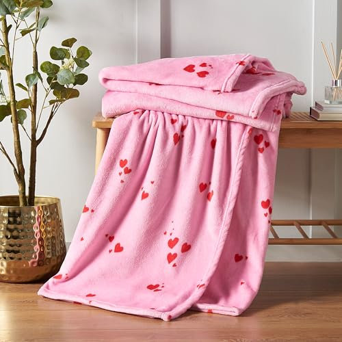 Catherine Lansfield Heart Cosy Coperta in pile oversize, 200 x 240 cm, colore: Rosa