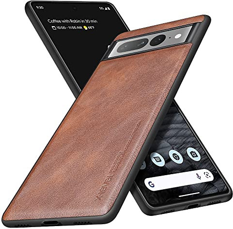 X-level Cover Google Pixel 7 Pro, Pelle PU Antigraffio con Guscio Interno Rigido per PC e Custodia Protettiva Antiurto in Silicone TPU per Paraurti per Google Pixel 7 Pro - Marrone