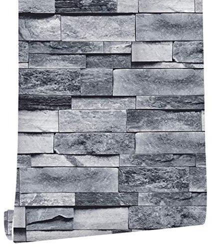 myforHD Selbstklebend Tapete Wandpapier Ziegel Selbstklebende Wandaufkleber 44cmX1000cm Vintage Backstein Stein tapeten Wasserdicht für Küche Schlafzimmer Wohnzimmer Wand