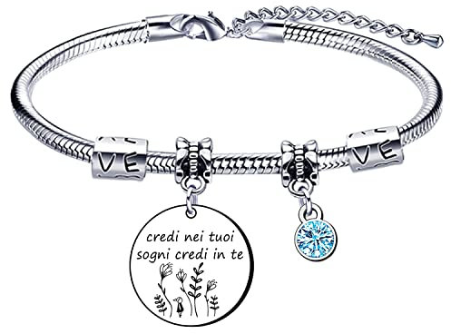 NVKFML Regali di Natale Amici Bracciali Donna Sorelle Compagni di classe Mamma Pendenti Amicizia Credi nei tuoi sogni Credi in te, per laurea