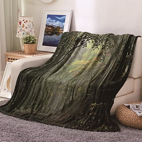 Daesar Wohndecke 180X240, Kuscheldecke Flauschig Pflanzen Bäume Motiv Fleecedecke Couchdecke Warm Winter