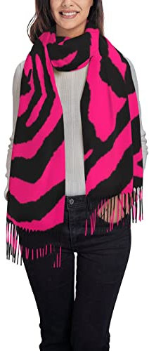 ASEELO Kiwi Damen Schal mit Vogelmotiv, niedlich, für den Winter, lang, weich, warm, Wolle, Quaste, Schal, Zebra Tiger Leopard Rosa, One size