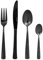 AKIS Besteck Set 4 Personen, 16 teilig Edelstahl Besteckset Essbesteck Set mit Messer Gabel Löffel, Hochwertiges Edelstahlbesteck Spülmaschinenfest schwarz