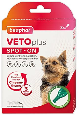 Beaphar VETOplus Spot-ON für kleine Hunde (bis 15kg), 3x1ml