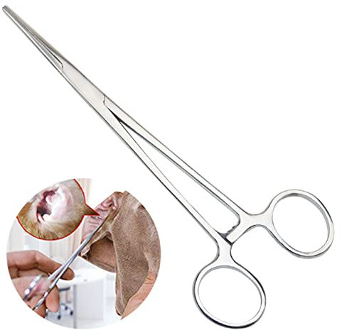 1 Pezzi Pinzette in Acciaio Inox,Pinza emostatica,Acciaio Inox Pet Rimozione dei Pinze,Testa Diritta,forbici per animali domestici in acciaio,per Pulizia Orecchie da Cane(dritto 14 cm)
