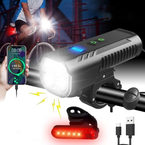 VASTFIRE Luci bici 1000 lumen con corno di sicurezza equitazione 4 LED T6 fascio di luci USB ricaricabile anteriore luce bici doppio interruttore batteria 4400mAh, Nero