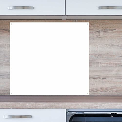 INDIGOS UG Küchenrückwand Platte für Fliesenspiegel - weiß - 60x60 cm - Spritzschutz Aluverbundplatte hitzebeständig - Rückwand Küche modern abwischbar - Herd & Ofen - Wandverkleidung