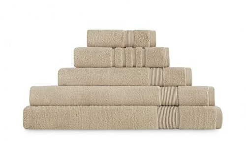 Juego de toallas de Baño 3 Piezas, 1 Toalla de Baño 70x140 cm, 1 Toalla de Lavabo 50x100 cm, 1 Toalla de Tocador 30x50 cm – 100% Algodón 600 Gramos/m2, Zero Twist más Suave y absorbente. (Beige)