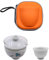 NUZAMAS Ensemble à thé de voyage portable pour adultes, tasse rapide, deux tasses à thé en céramique avec théière pour l'extérieur, le camping, les voyages, la maison, le bureau