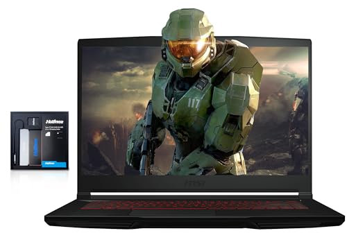 MSI Thin GF63 Gaming Laptop, 15.6 FHD 144Hz Display, Intel i5-12450H, 16GB RAM, 1TB PCIe SSD, NVIDIA GeForce RTX 2050, Backlit Keyboard, WiFi 6, Black, Win 11 Pro, 128GB Hotface Extension Set
