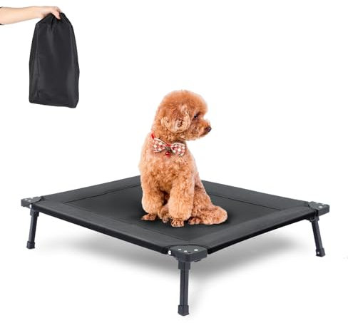 pozico Faltbares Erhöhtes Hundebett – Tragbares Haustierbett mit Metallrahmen, Waschbar & Atmungsaktiv – Ideal für Kleine/Mittelgroße Hunde & Katzen – Für Innen, Außen, Reisen & Camping, S