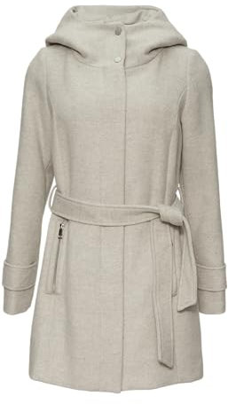 s.Oliver Kurzer Wollmantel mit Bindegürtel Creme 40