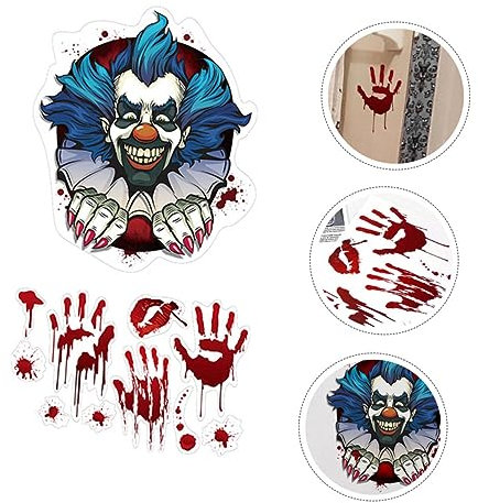 PRETYZOOM 1 Satz Halloween Circus Clown Aufkleber Toiletten Aufkleber Toilettenkappen Halloween-dekor Dekorative Tapete Wandpaste Tapete Wandbild Bad Toilettendeckel Wandaufkleber 3d Rot