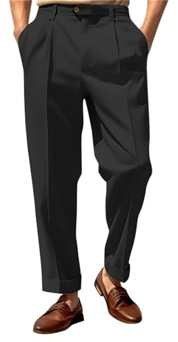 PODOLIXIA Pantalones de traje largos para hombre, corte ajustado, elegante, formal, de pierna recta, pantalones chinos, trajes festivos, con bolsillos, pantalones casuales, pantalones de zanahoria
