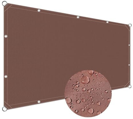 Tenda a vela Impermeabile Rettangolare 4x6m, Awnings Protezione Raggi UV Vela Sole Ombreggiante con Corde per Giardino, Balcone, Piscina - Marrone