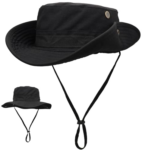 Huakunda Buschhut Herren Faltbar Baumwolle Sonnenhut UPF50+ UV Schutz | Safari Hut Damen Boonie Hut mit Lüftungsöffnung Verstellbare Windschutzschnur Outdoor Wanderhut Fischerhut