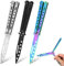 3 Stück Butterfly Trainer: Butterfly Messer zum Üben Ungeschärfte Klinge, Butterfly Kamm Edelstahl für Trainingsmesser AnfäNger-Der Flipping Tricks üBt (Schwarz + Silber + Farbe)