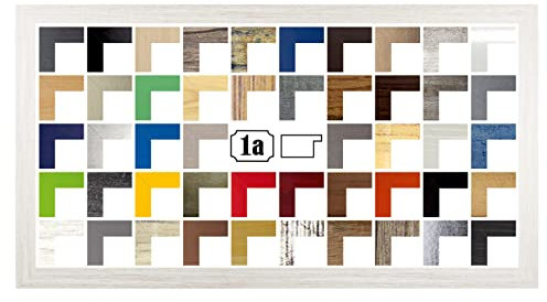 Colorello Bilderrahmen Posterrahmen Puzzlerahmen 40x120 cm Pinie Gekälkt Dekor 120x40 cm mit weisser Rückwand und Antireflex Acrylglas