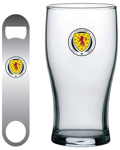 Scotland Pint Glass & Bar Blade Bottle Opener Set Official SFA Football Gift