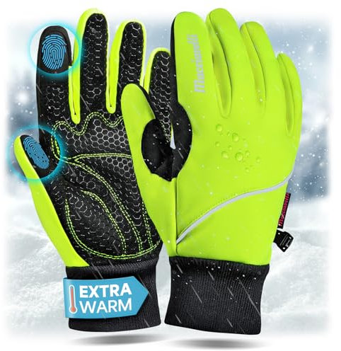 MACCIAVELLI® Fahrradhandschuhe Herren Winter - Warme Thermo Touchscreen Handschuhe für Radsport, Mountainbike und Rennrad - Winddicht, Wasserabweisend für Damen und Herren (Neon Gelbgrün, M)