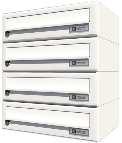 JU Hausbrieffachanlage 4-teilig, 375 x 440 x 280 mm, Stahl weiß RAL 9016