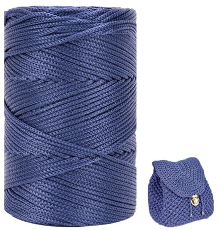 ZHANGXIAOMIN Polyester Garn 3mm X 225m，Makramee Garn 3mm，Makramee Band，Polypropylene Yarn，Geflochten Makramee Schnur Farbig，garn Zum Häkeln Für Stricken，Dekoration DIY Handwerk (Navy blau)
