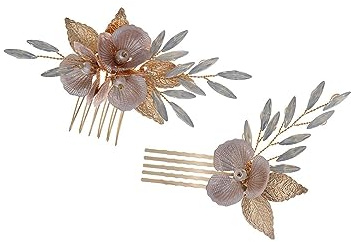 tuwiwol Vintage chinesischer Haarkamm, stabile Befestigung, breite Anwendung, kein verschiebbares Metallblatt, Haarkämme, Hochzeitsblume, kein Grat, Gold
