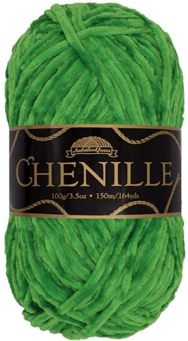 JubileeYarn Chenille Yarn - Worsted Weight - 100g/Skein - Serpentine - Clover Forest Green Velvet - Crochet and Knitting Yarn - 1 Skein