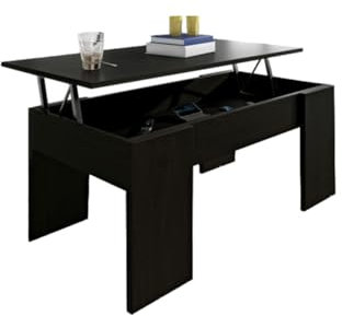 HOGAR24 ES Mesa de Centro Elevable, Mesa de Centro, Estilo Nordico, Color Wengué, Medidas: 90 cm (Ancho) x 45,5-58 cm (Alto) x 50 cm (Fondo).